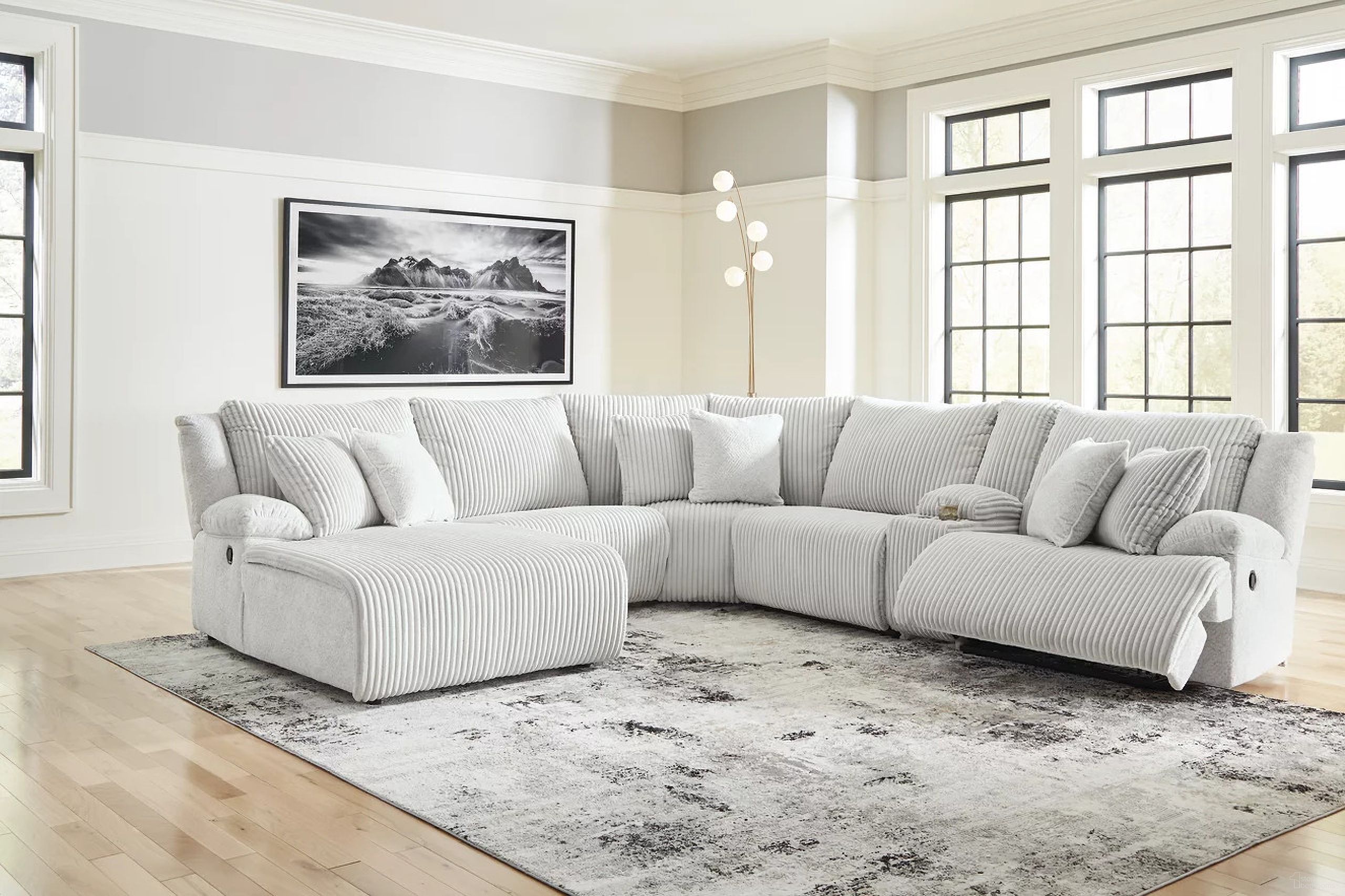 Top Tier 6-Piece LAF Reclining Sectional with Chaise In Alloy