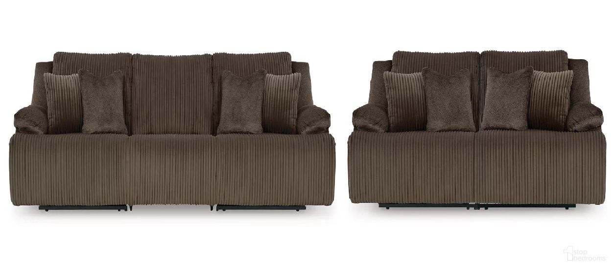 The appearance of Top Tier Living Room Set In Chocolate designed by Signature Design by Ashley in the modern / contemporary interior design. This chocolate piece of furniture  was selected by 1StopBedrooms from Top Tier Collection to add a touch of cosiness and style into your home. Sku: 9270540;9270541;9270546;9270540;9270541. Material: Corduroy.