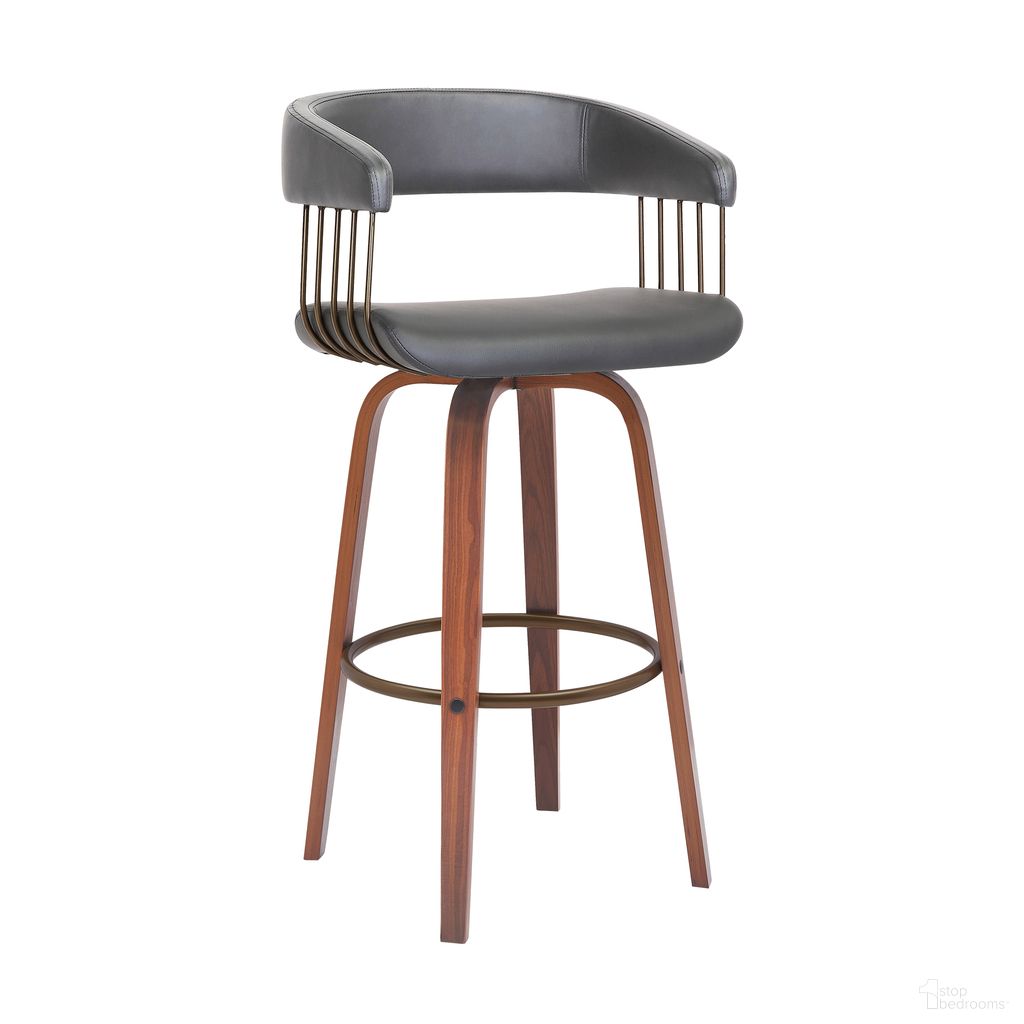 Topanga 26 Inch Swivel Counter Stool In Gray and Walnut