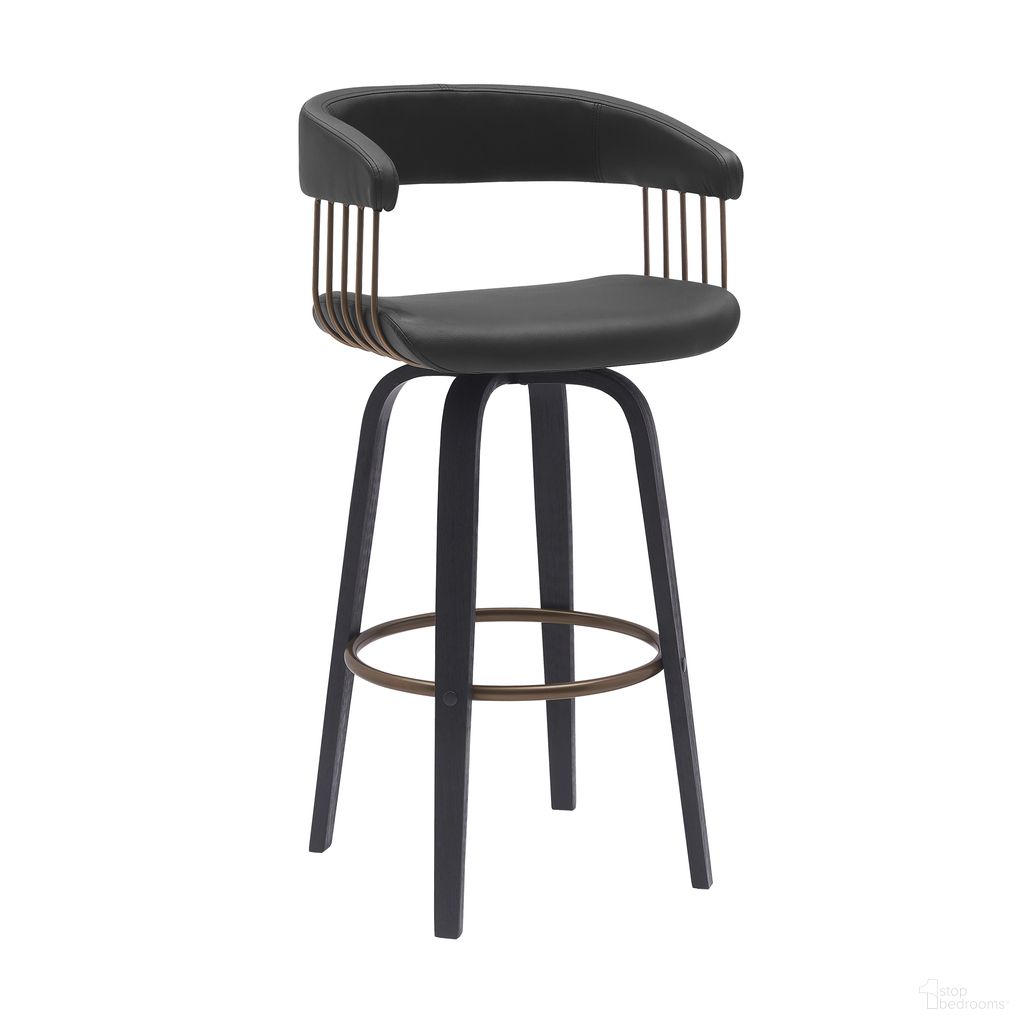 The appearance of Topanga 30.5 Inch Swivel Bar Stool In Black designed by Armen Living in the modern / contemporary interior design. This black piece of furniture was selected by 1StopBedrooms from Topanga Collection to add a touch of cosiness and style into your home. Sku: LCTOBABLKBLK30. Material: Faux Leather.