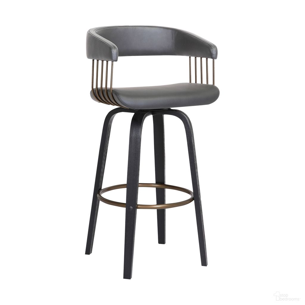 The appearance of Topanga 30.5 Inch Swivel Bar Stool In Gray and Black designed by Armen Living in the modern / contemporary interior design. This gray and black piece of furniture  was selected by 1StopBedrooms from Topanga Collection to add a touch of cosiness and style into your home. Sku: LCTOBABLKGRY30. Material: Faux Leather.