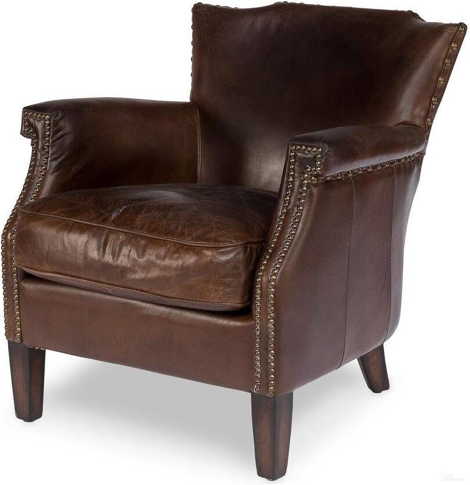 The appearance of Topeka Brown Leather Chair designed by Sarreid in the transitional interior design. This brown piece of furniture  was selected by 1StopBedrooms from Topeka Collection to add a touch of cosiness and style into your home. Sku: 30034. Material: Leather.