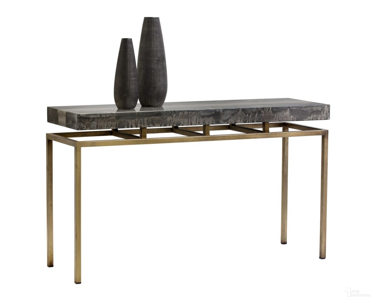 Toreno Console Table In Antique Brass and Black