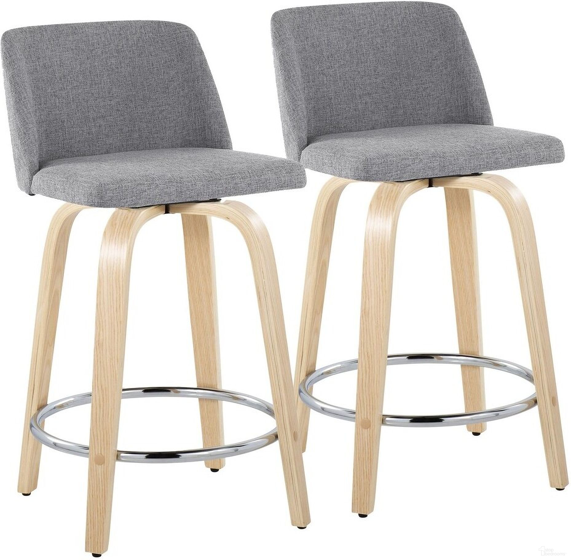 The appearance of Toriano 24 Inch Fixed Height Counter Stool Set of 2 In Grey/Chrome designed by Lumisource in the modern / contemporary interior design. This grey piece of furniture was selected by 1StopBedrooms from Tintori Collection to add a touch of cosiness and style into your home. Sku: B24-TRNOFB-GRTZR2 NAGY2. Material: Wood.