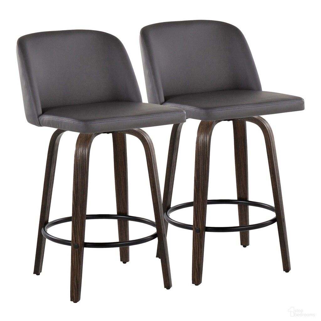 The appearance of Toriano 26 Inch Fixed Height Counter Stool Set of 2 In Gray Walnut designed by Lumisource in the transitional interior design. This gray walnut piece of furniture was selected by 1StopBedrooms from Tintori Collection to add a touch of cosiness and style into your home. Sku: B26-TRNOPU-GRTZQ2 BNGY2. Material: Wood.