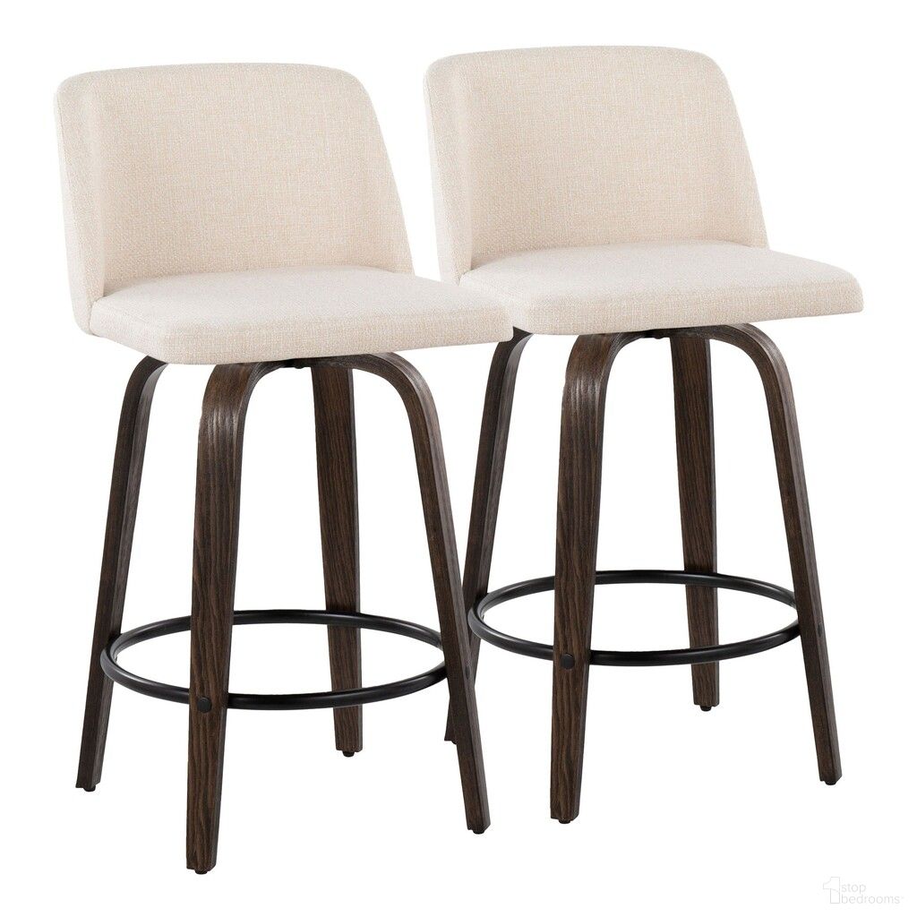 The appearance of Toriano 26 Inch Fixed Height Leather Counter Stool Set of 2 In Reclaimed Walnut and Antique Cream designed by Lumisource in the transitional interior design. This reclaimed walnut/antique cream piece of furniture was selected by 1StopBedrooms from Tintori Collection to add a touch of cosiness and style into your home. Sku: B26-TRNO-GRTZQ2 BNNCR2. Material: Wood.