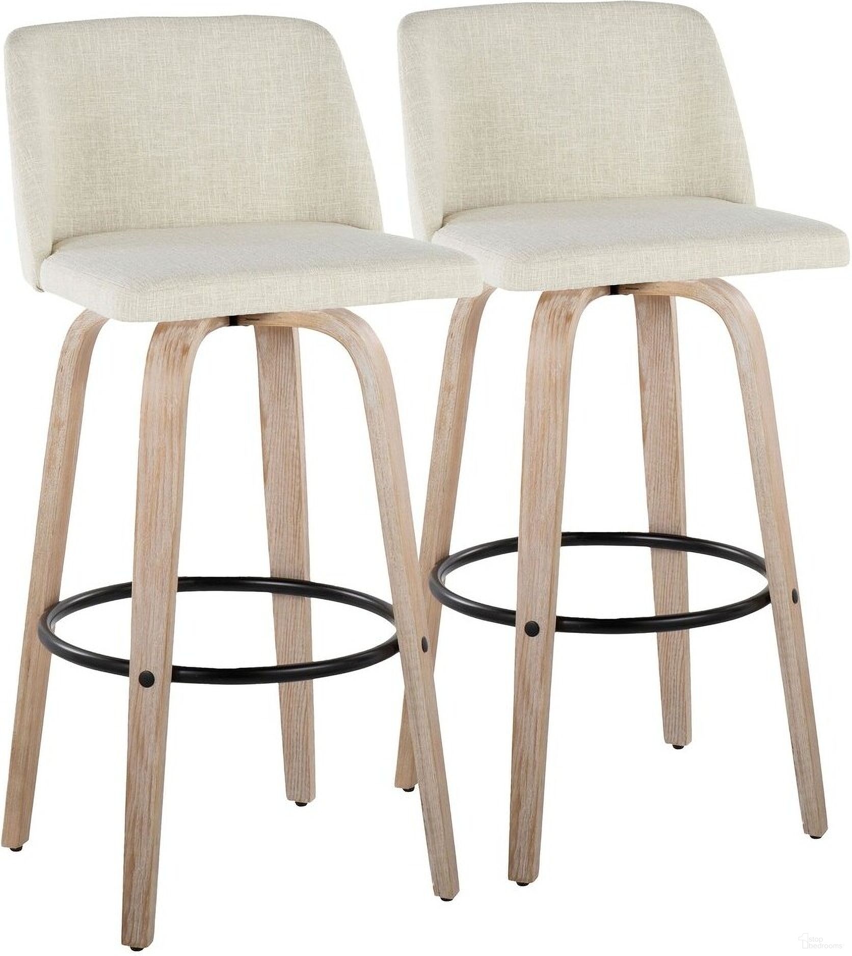 Toriano 30 Inch Fixed Height Barstool Set of 2 In Cream/Natural