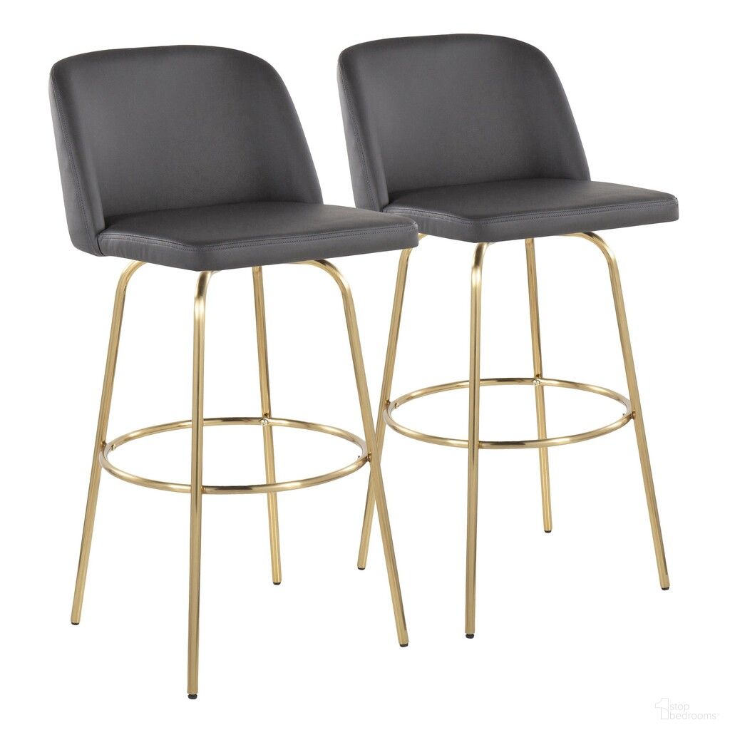 The appearance of Toriano 30 Inch Fixed Height Barstool Set of 2 In Grey and Gold designed by Lumisource in the modern / contemporary interior design. This grey piece of furniture was selected by 1StopBedrooms from Tintori Collection to add a touch of cosiness and style into your home. Sku: B30-TRNOPU-CLARZG2 AUGY2. Material: Wood.
