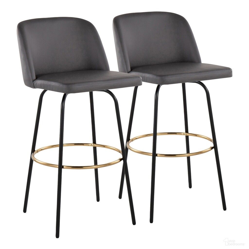 The appearance of Toriano 30 Inch Fixed Height Leather Barstool Set of 2 In Grey and Black designed by Lumisource in the modern / contemporary interior design. This grey piece of furniture  was selected by 1StopBedrooms from Tintori Collection to add a touch of cosiness and style into your home. Sku: B30-TRNOPU-CLARZG2 BKGY2. Material: Wood.