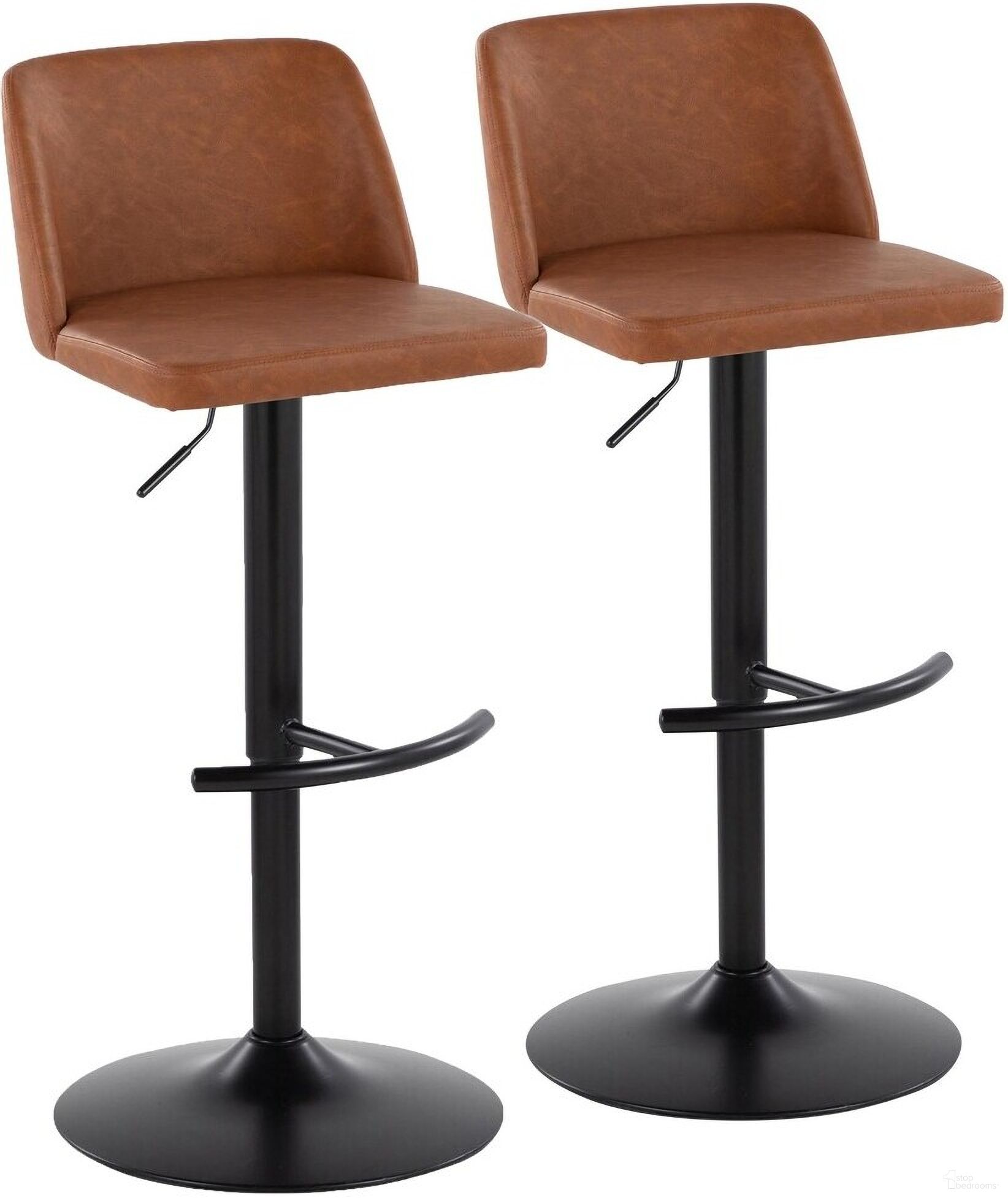 Toriano Adjustable Barstool Set of 2 In Brown/Black