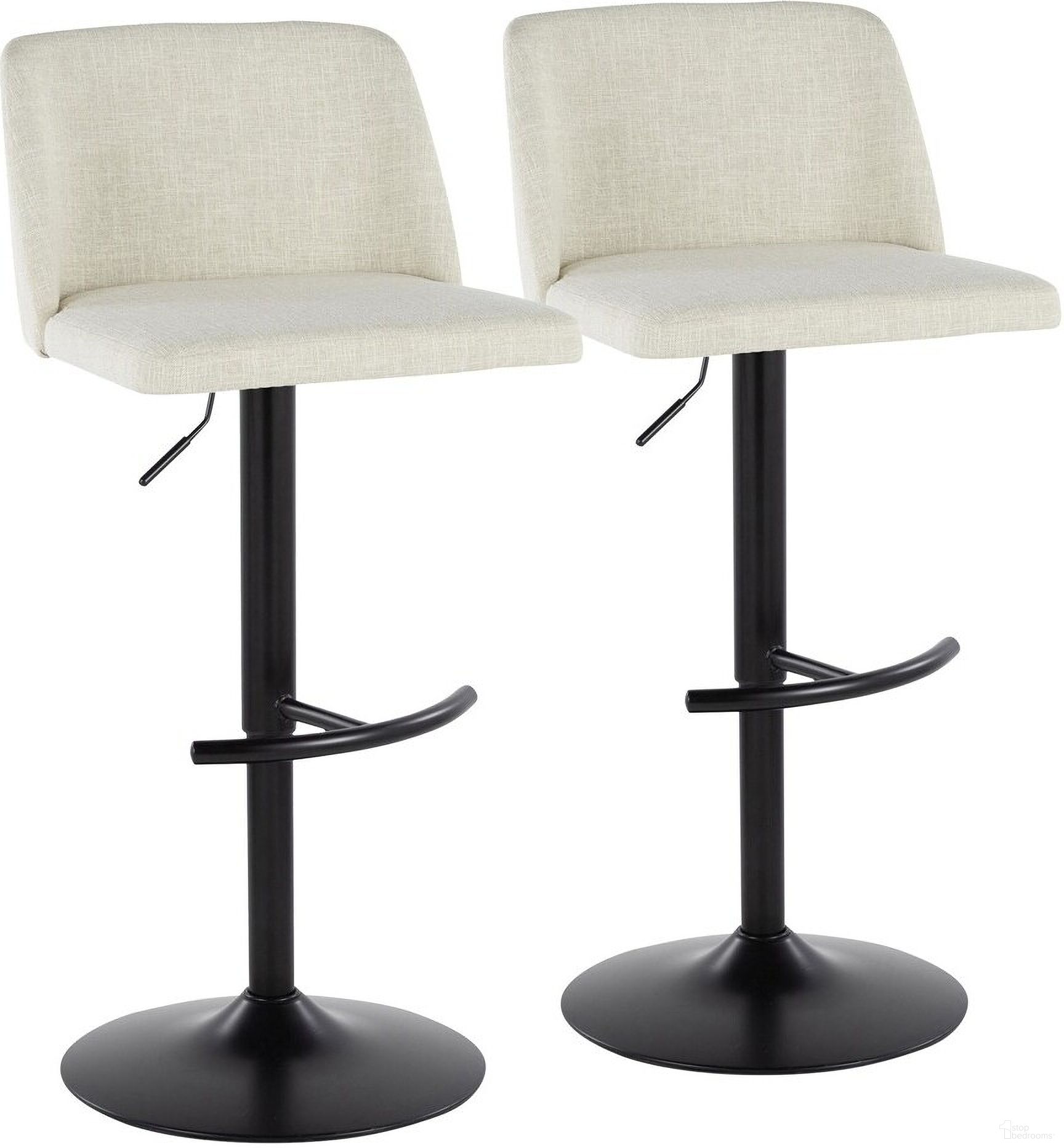Toriano Adjustable Barstool Set of 2 In Cream Noise
