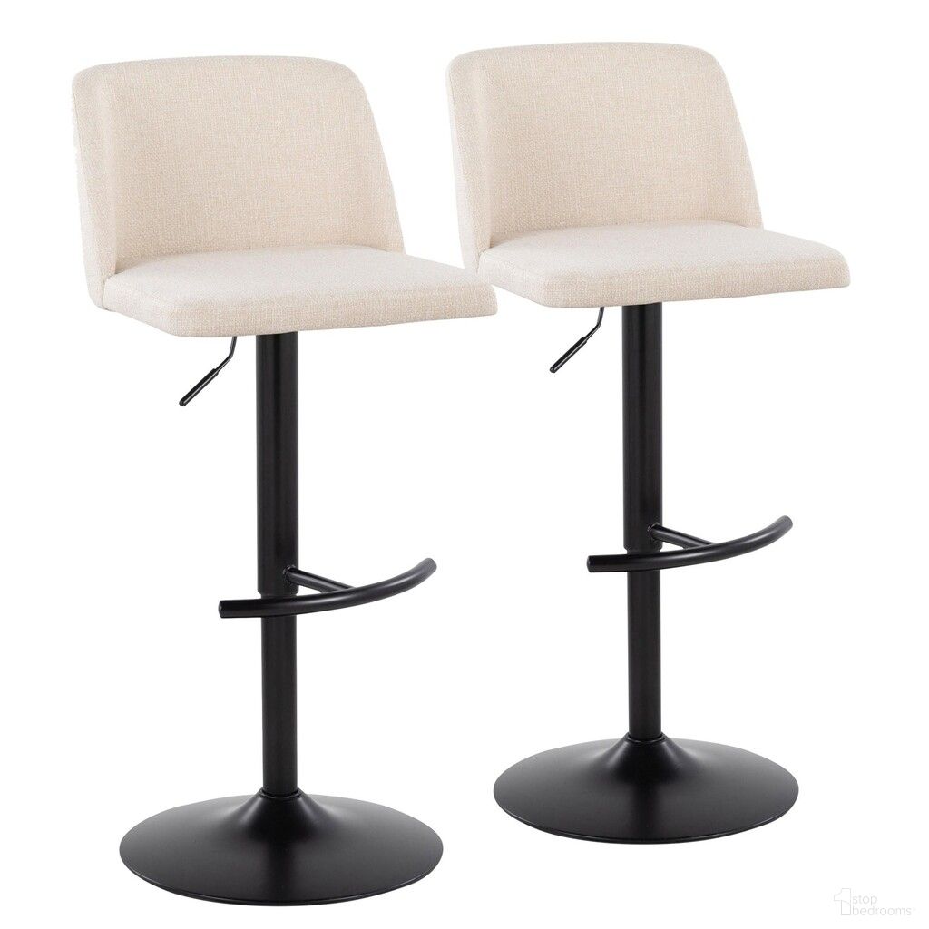 The appearance of Toriano Adjustable Barstool Set of 2 In Cream/Black designed by Lumisource in the modern / contemporary interior design. This cream piece of furniture  was selected by 1StopBedrooms from Tintori Collection to add a touch of cosiness and style into your home. Sku: BS-TRNOFB-RT2 BKNCR2. Material: Metal.