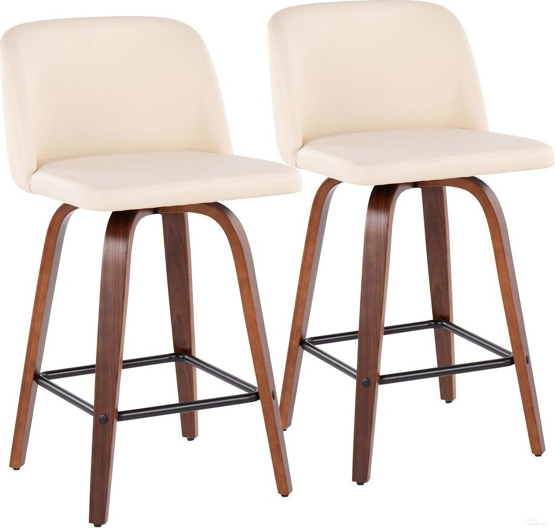 Toriano Fixed Height Counter Stool Set of 2 In Cream