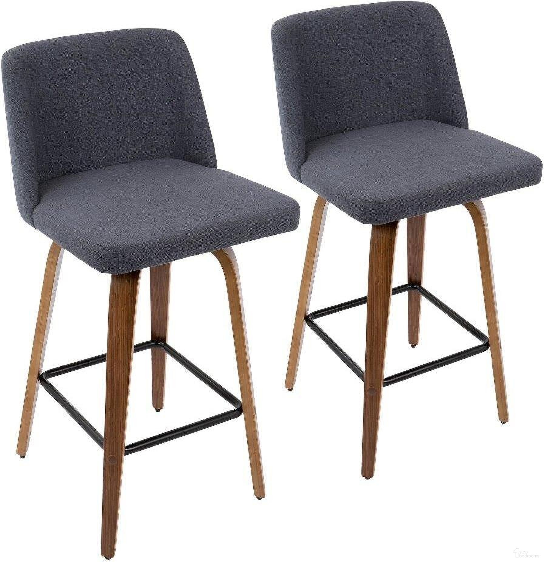 The appearance of Toriano Mid-Century Modern Counter Stool In Black And Blue Fabric Set Of 2 designed by Lumisource in the transitional interior design. This blue piece of furniture was selected by 1StopBedrooms from Tintori Collection to add a touch of cosiness and style into your home. Sku: B26-TRNO2X WLBU2. Material: Fabric.