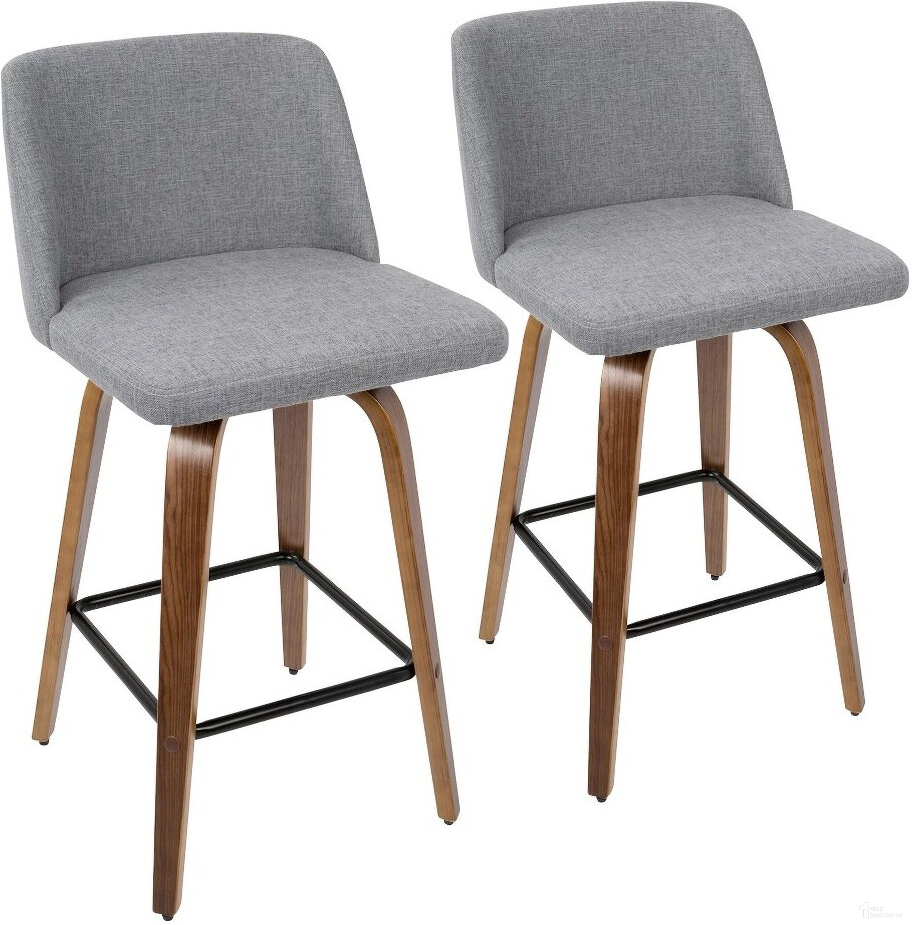Toriano Counter Stool Set of 2 In Grey and Black