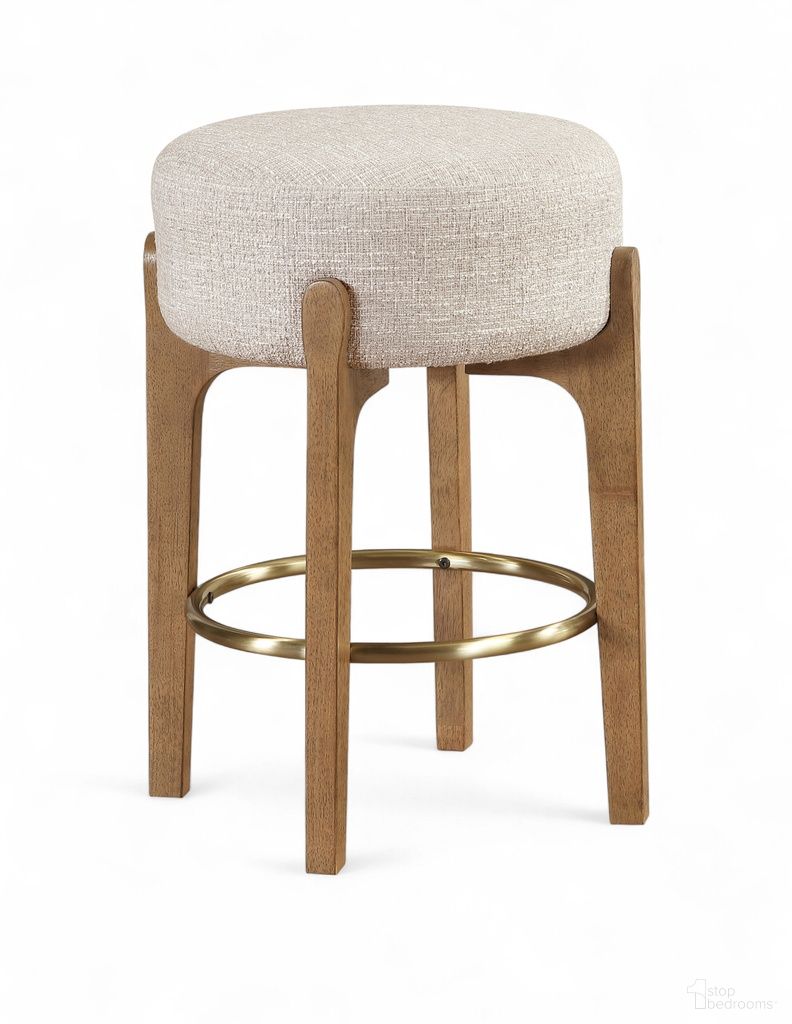 Torino Fabric Upholstered Counter Stool Set of 2 In Beige