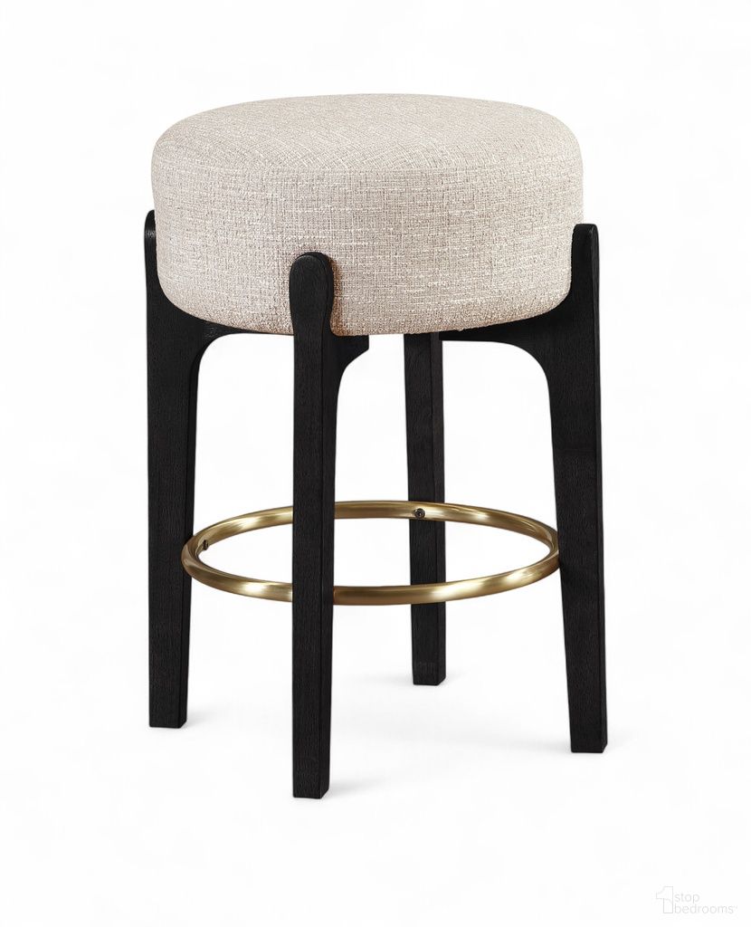 Torino Fabric Upholstered Counter Stool Set of 2 In Beige