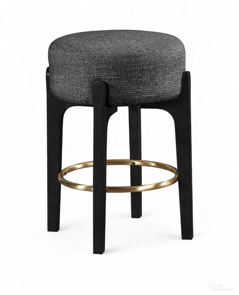 Torino Fabric Upholstered Counter Stool Set of 2 In Black
