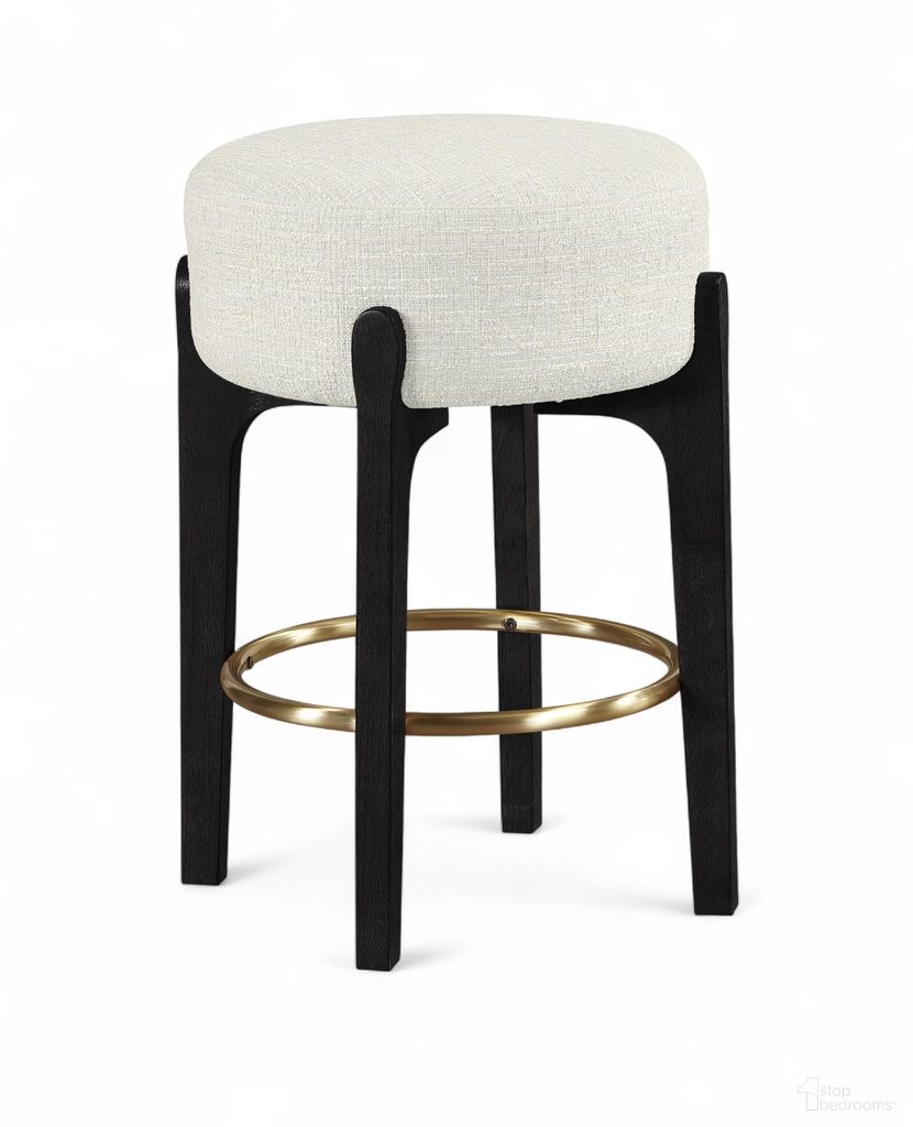 Torino Fabric Upholstered Counter Stool Set of 2 In Cream