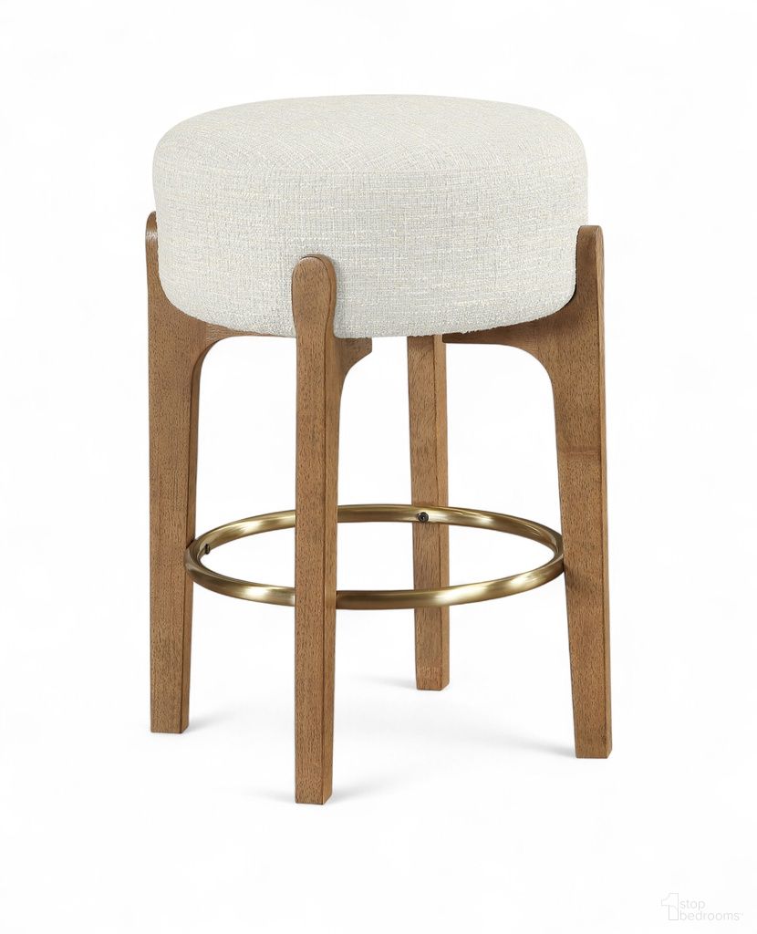 Torino Fabric Upholstered Counter Stool Set of 2 In Cream