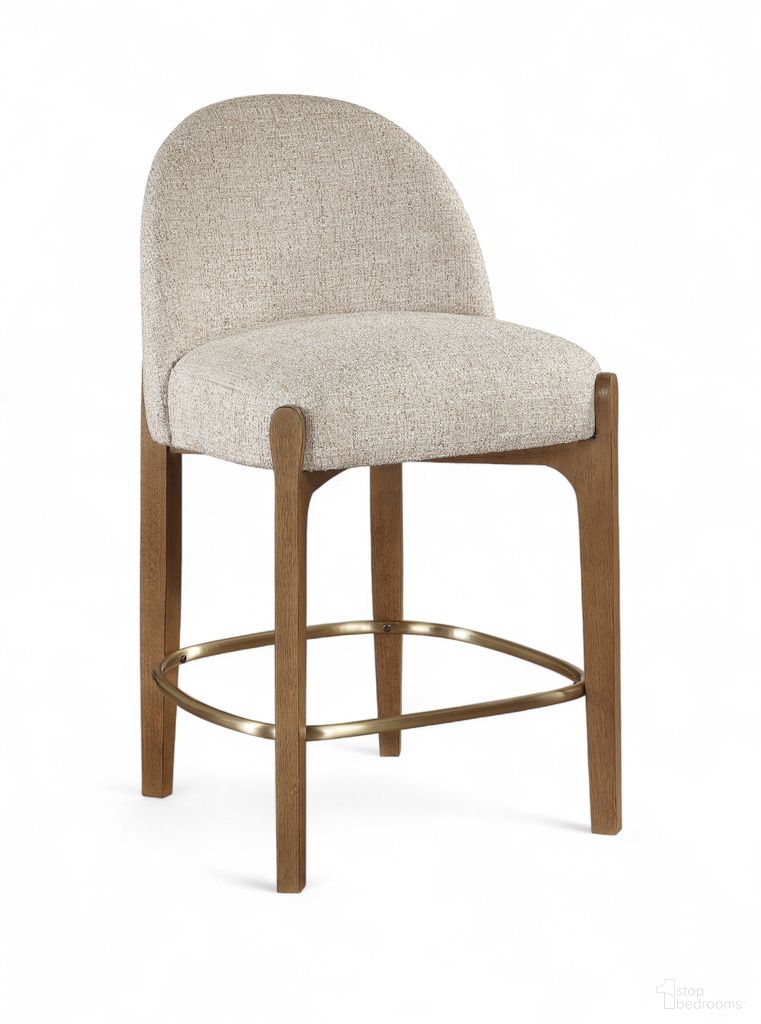 Torino Fabric Upholstered Counter Stool Set of 2 In Beige