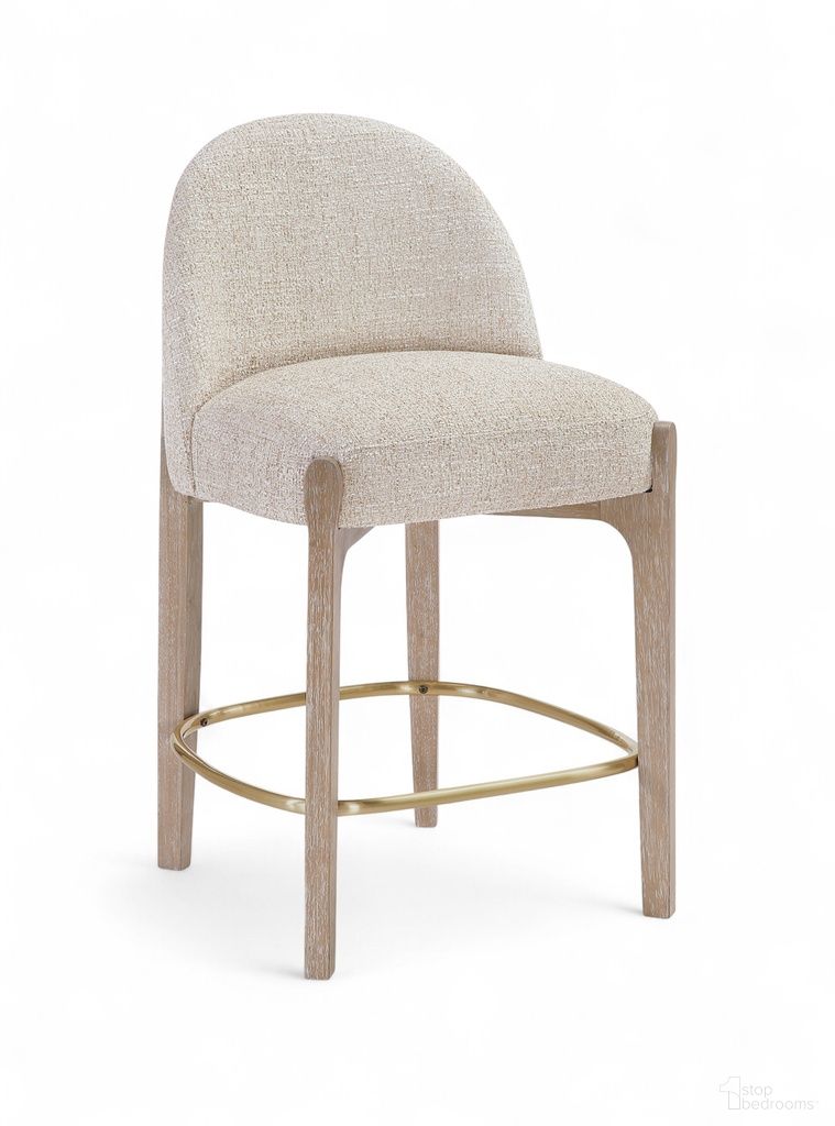 Torino Fabric Upholstered Counter Stool Set of 2 In Beige