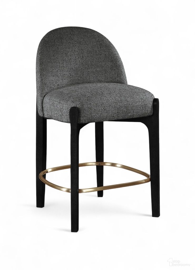 Torino Fabric Upholstered Counter Stool Set of 2 In Black