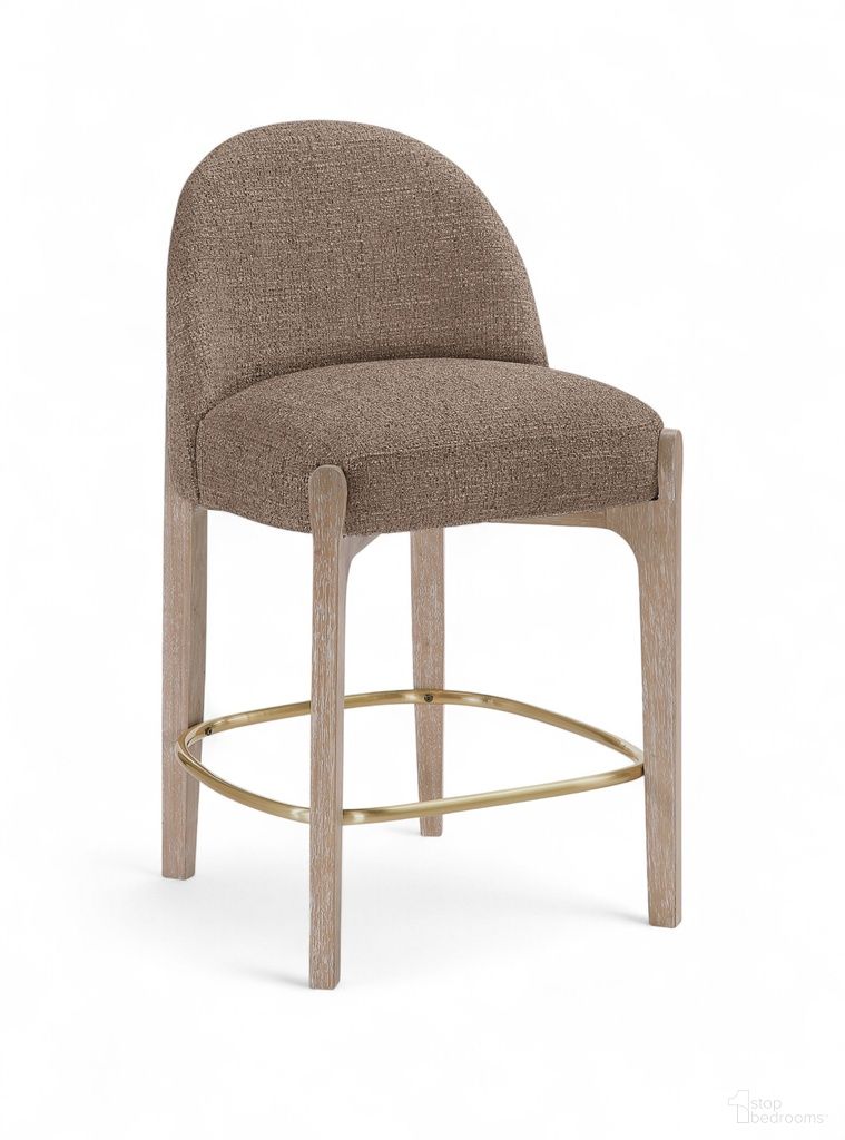 Torino Fabric Upholstered Counter Stool Set of 2 In Brown