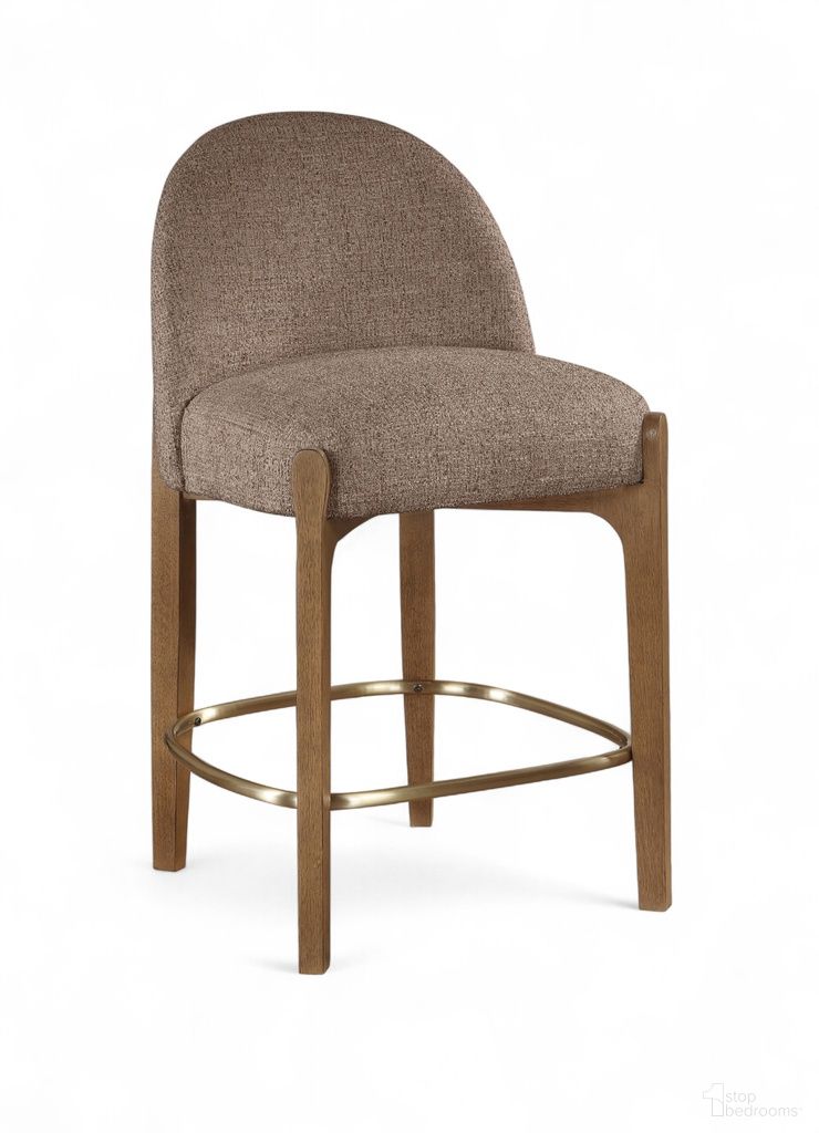 Torino Fabric Upholstered Counter Stool Set of 2 In Brown