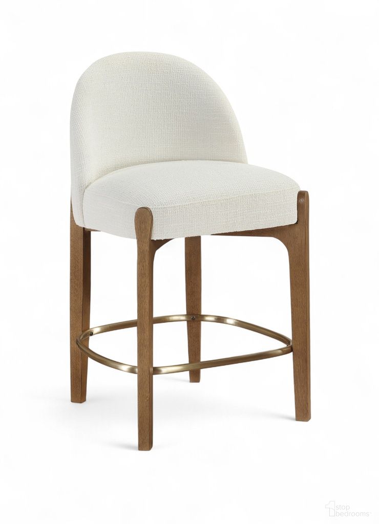 Torino Fabric Upholstered Counter Stool Set of 2 In Cream