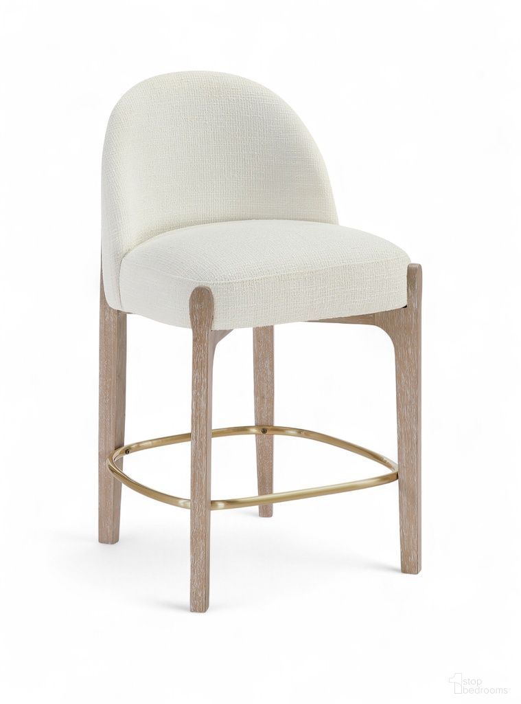 Torino Fabric Upholstered Counter Stool Set of 2 In Cream