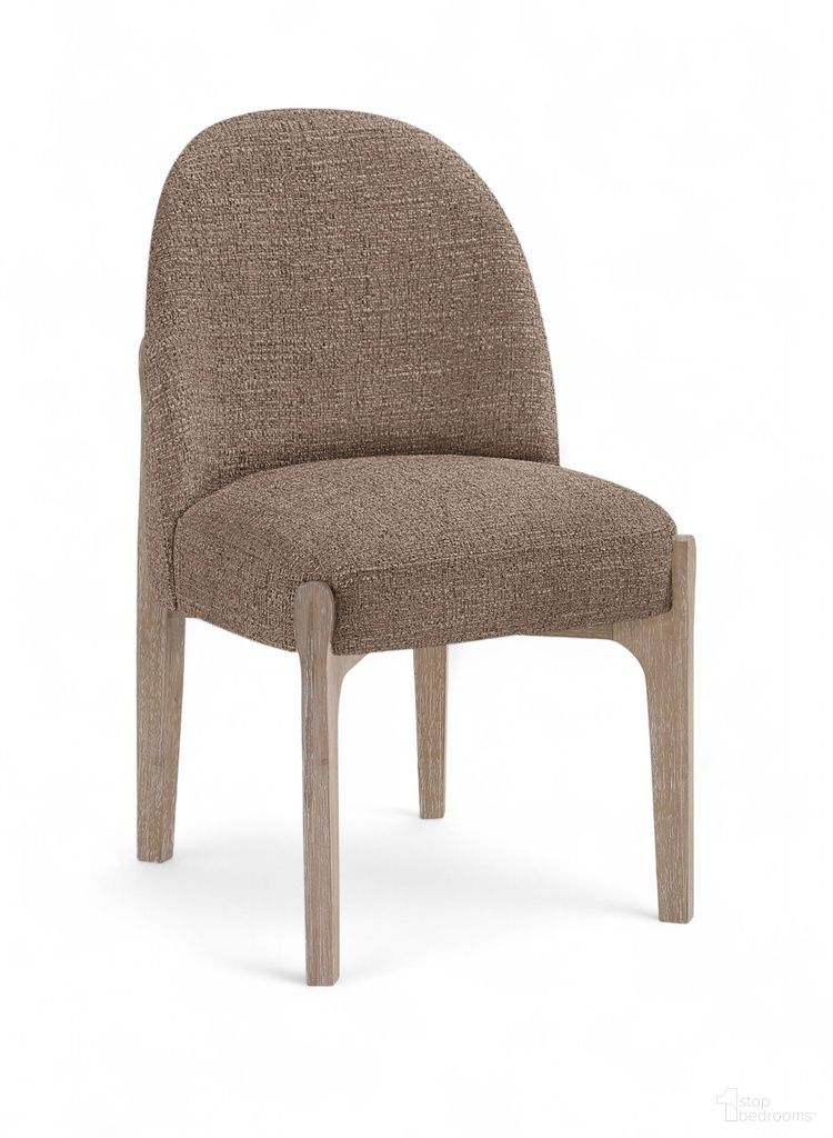 Torino Fabric Upholstered Dining Chair Set of 2 In Brown