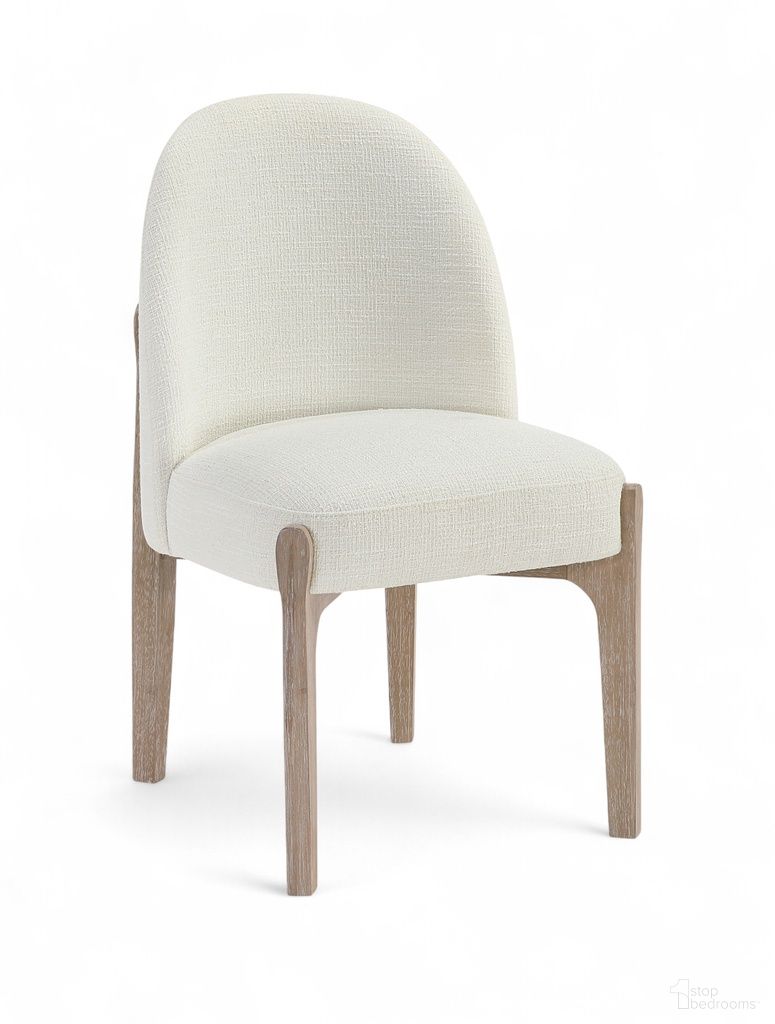 Torino Fabric Upholstered Dining Chair Set of 2 In Cream