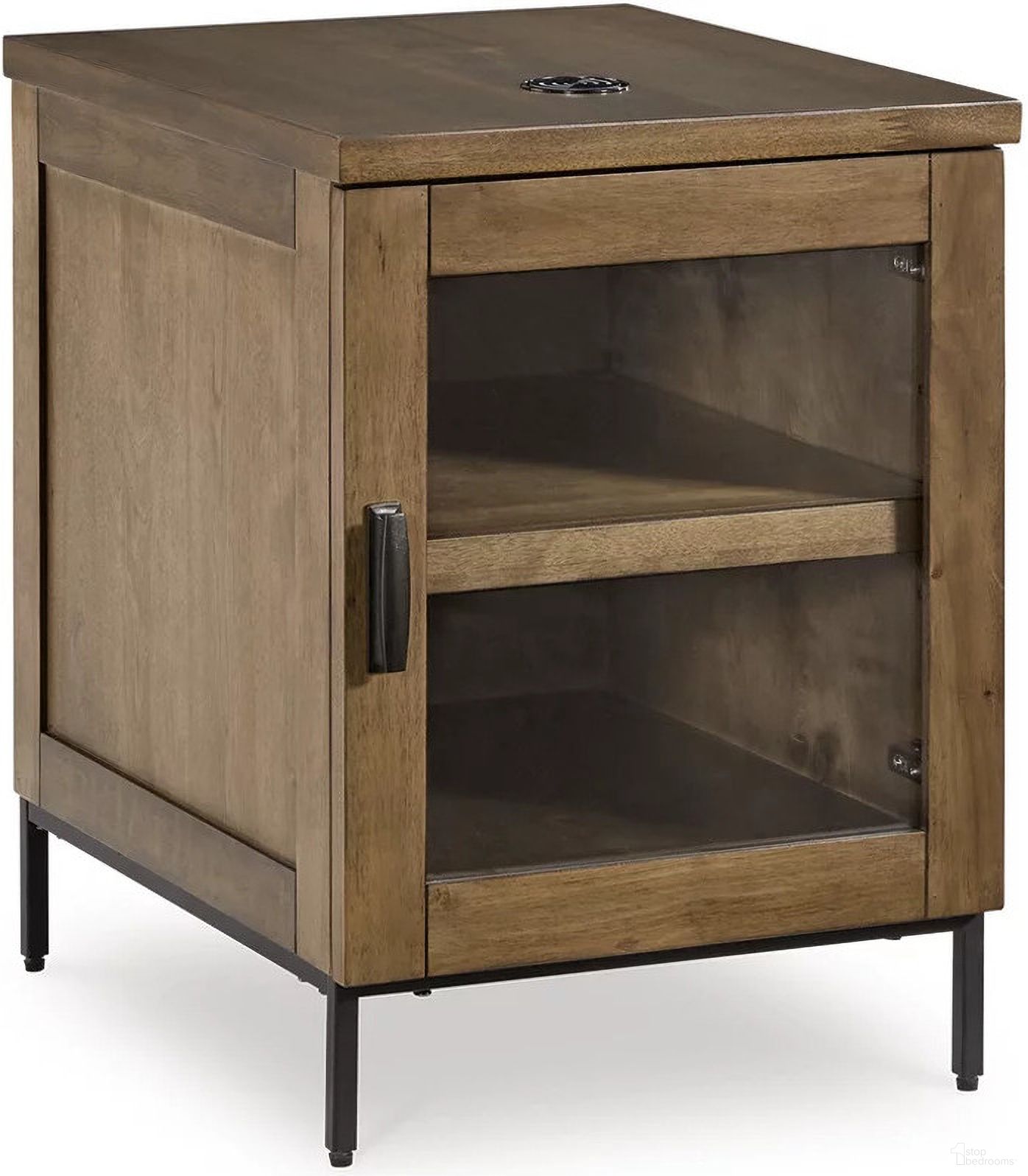 The appearance of Torlanta Chairside End Table In Brown designed by Signature Design by Ashley in the modern / contemporary interior design. This brown piece of furniture  was selected by 1StopBedrooms from Torlanta Collection to add a touch of cosiness and style into your home. Sku: T686-7. Material: Glass.