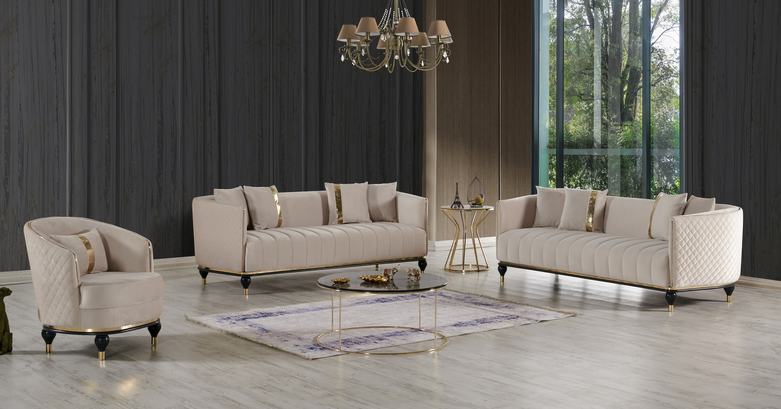 Toronto Loveseat In Beige by Furnia 1StopBedrooms