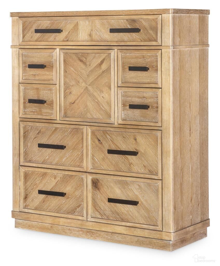 The appearance of Torrance 1 Door and 9 Drawer Chest In Aged Driftwood designed by Legacy Classic in the coastal interior design. This aged driftwood piece of furniture  was selected by 1StopBedrooms from Torrance Collection to add a touch of cosiness and style into your home. Sku: 4380-2400. Material: Oak Veneer.