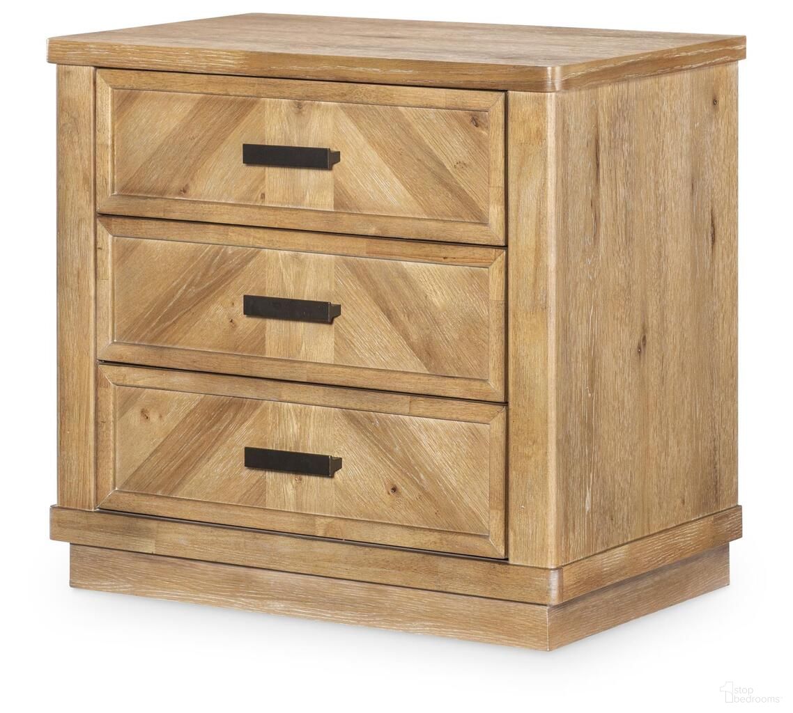 The appearance of Torrance 3 Drawer Nightstand In Aged Driftwood designed by Legacy Classic in the coastal interior design. This aged driftwood piece of furniture  was selected by 1StopBedrooms from Torrance Collection to add a touch of cosiness and style into your home. Sku: 4380-3100. Material: Oak Veneer.