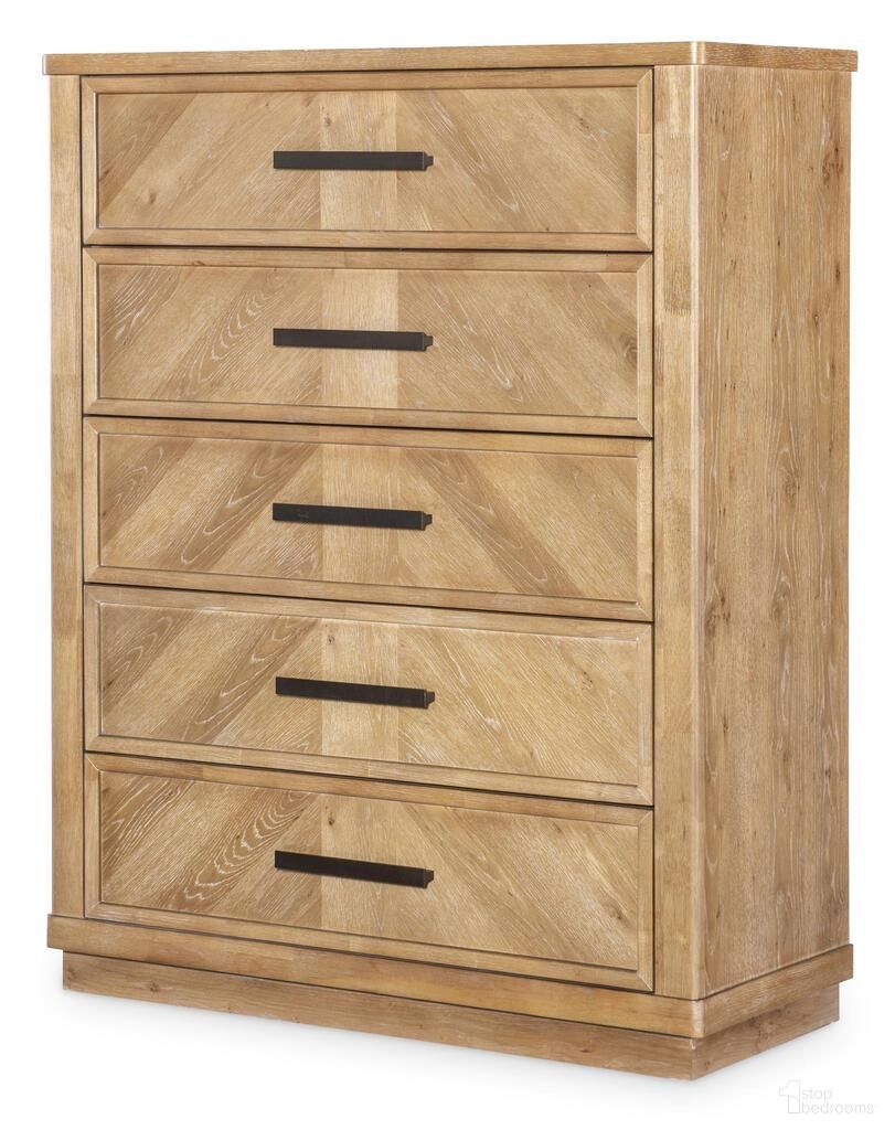 The appearance of Torrance 5 Drawer Chest In Aged Driftwood designed by Legacy Classic in the coastal interior design. This aged driftwood piece of furniture  was selected by 1StopBedrooms from Torrance Collection to add a touch of cosiness and style into your home. Sku: 4380-2200. Material: Oak Veneer.