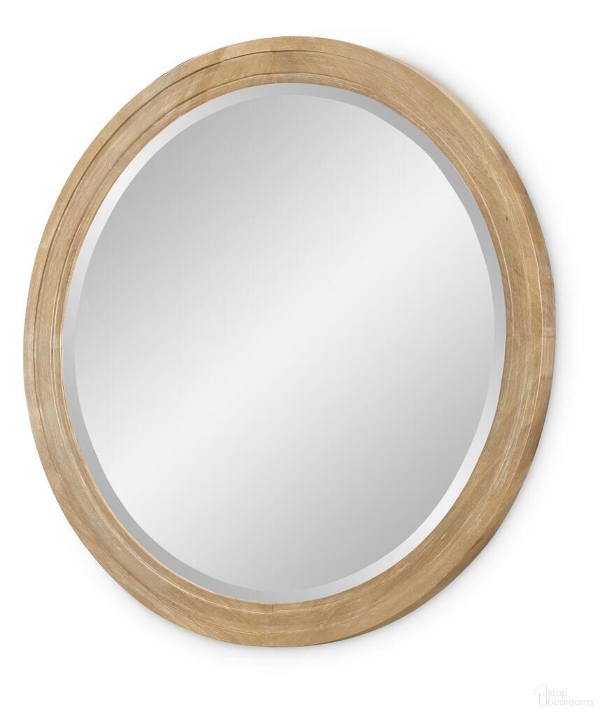 The appearance of Torrance Round Mirror In Aged Driftwood designed by Legacy Classic in the coastal interior design. This aged driftwood piece of furniture was selected by 1StopBedrooms from Torrance Collection to add a touch of cosiness and style into your home. Sku: 4380-0600. Material: Oak Veneer.