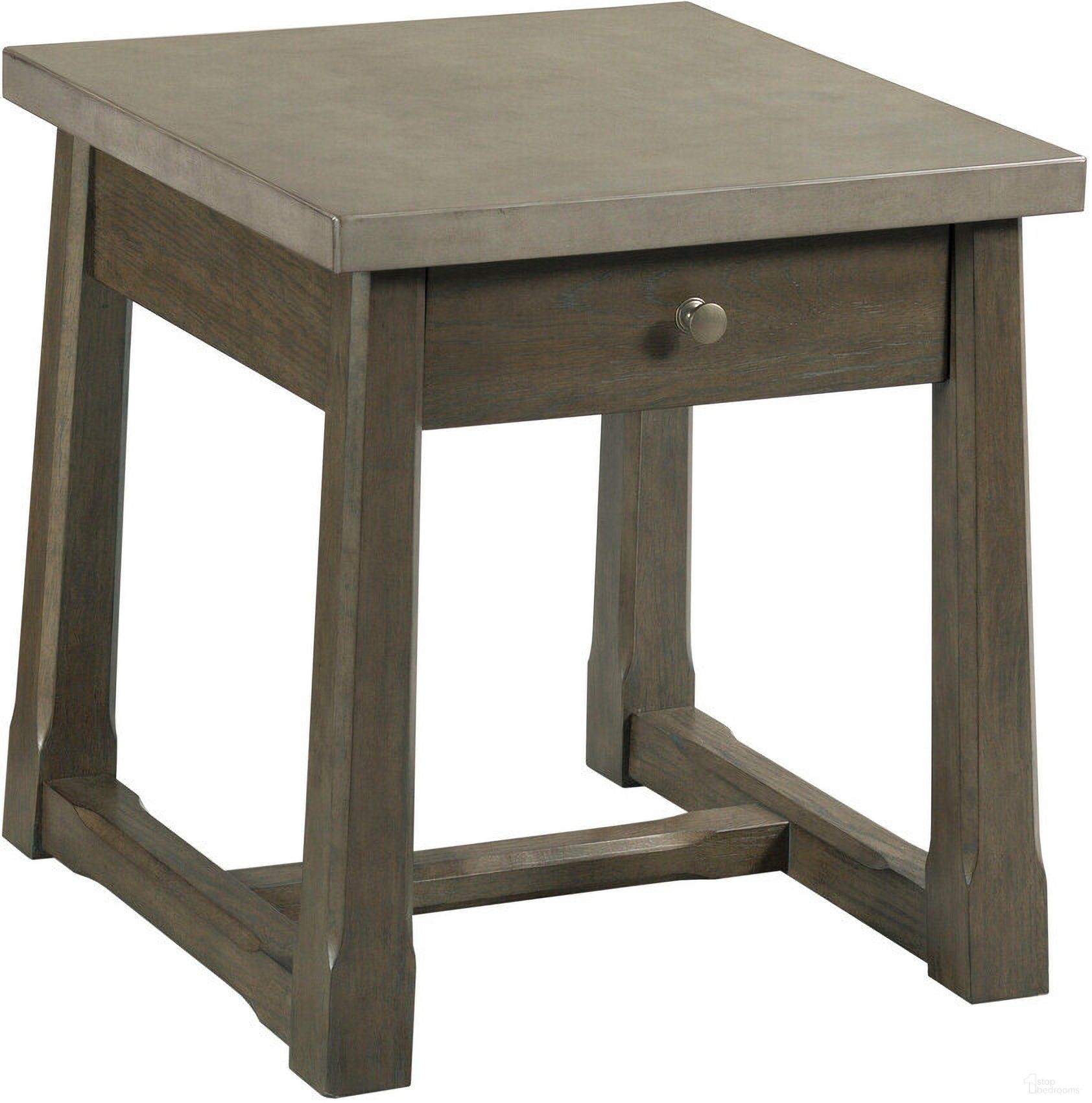The appearance of Torres Drawer End Table In Weathered Gray and Oak Umber designed by Hammary in the transitional interior design. This weathered gray/oak umber piece of furniture  was selected by 1StopBedrooms from Torres Collection to add a touch of cosiness and style into your home. Sku: 059-915. Material: Wood.