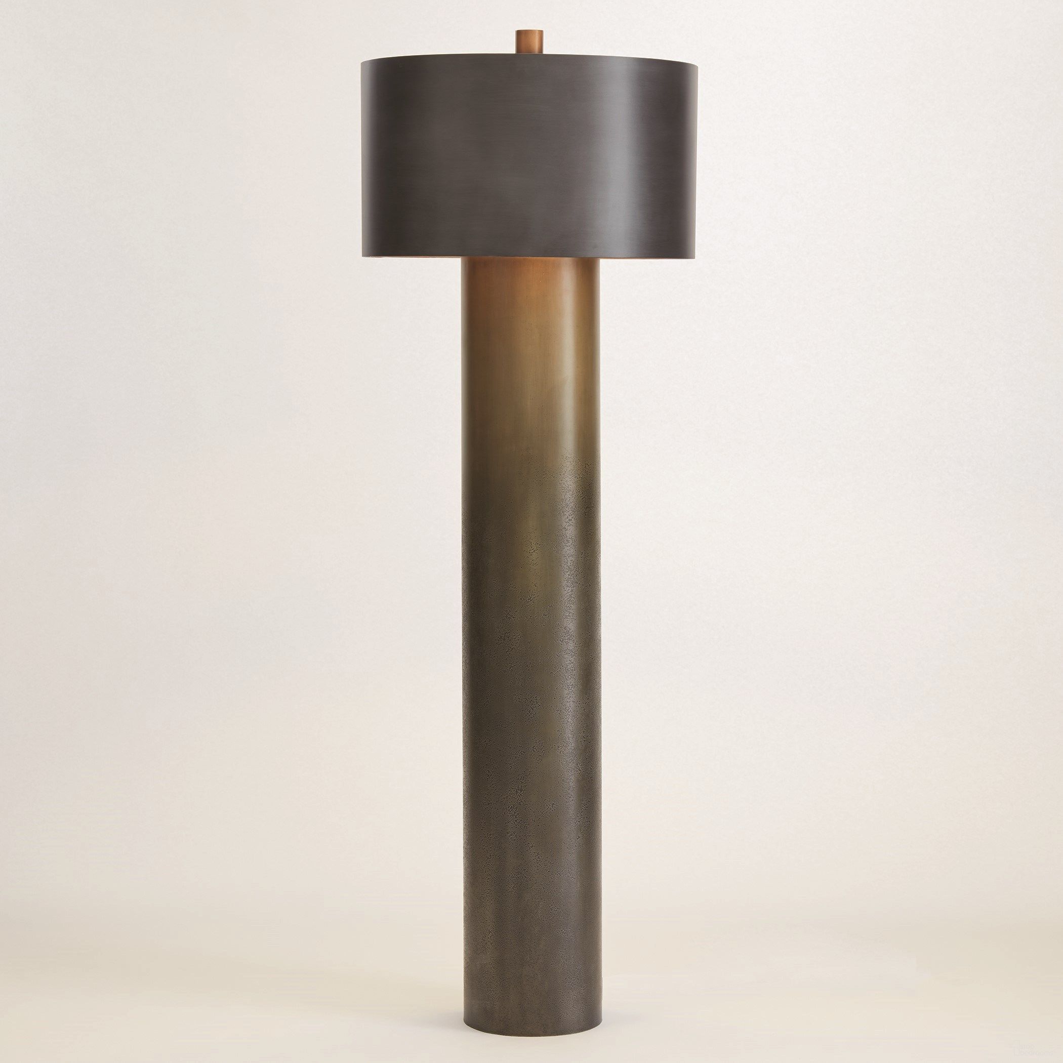Tortoise Drum Floor Lamp In Brass