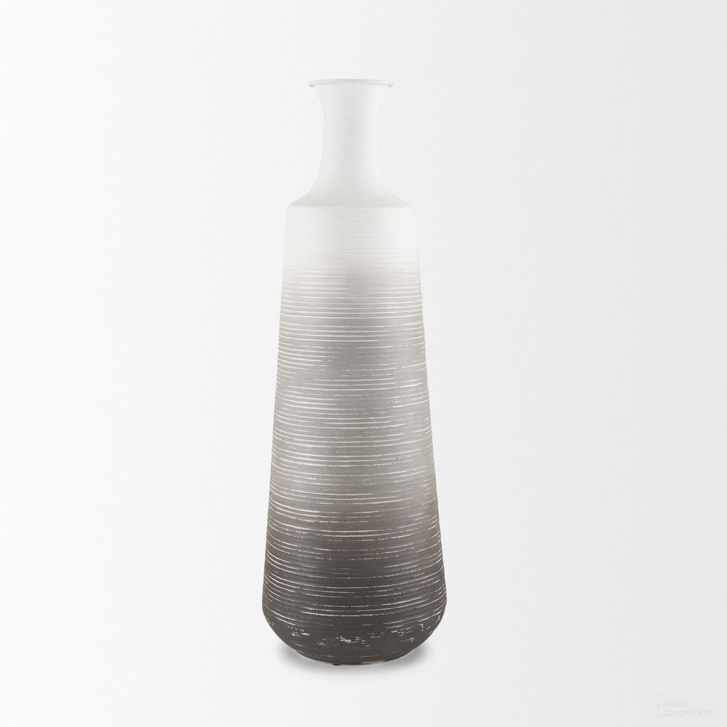 Toru Tall Metal Vase In Gray and White