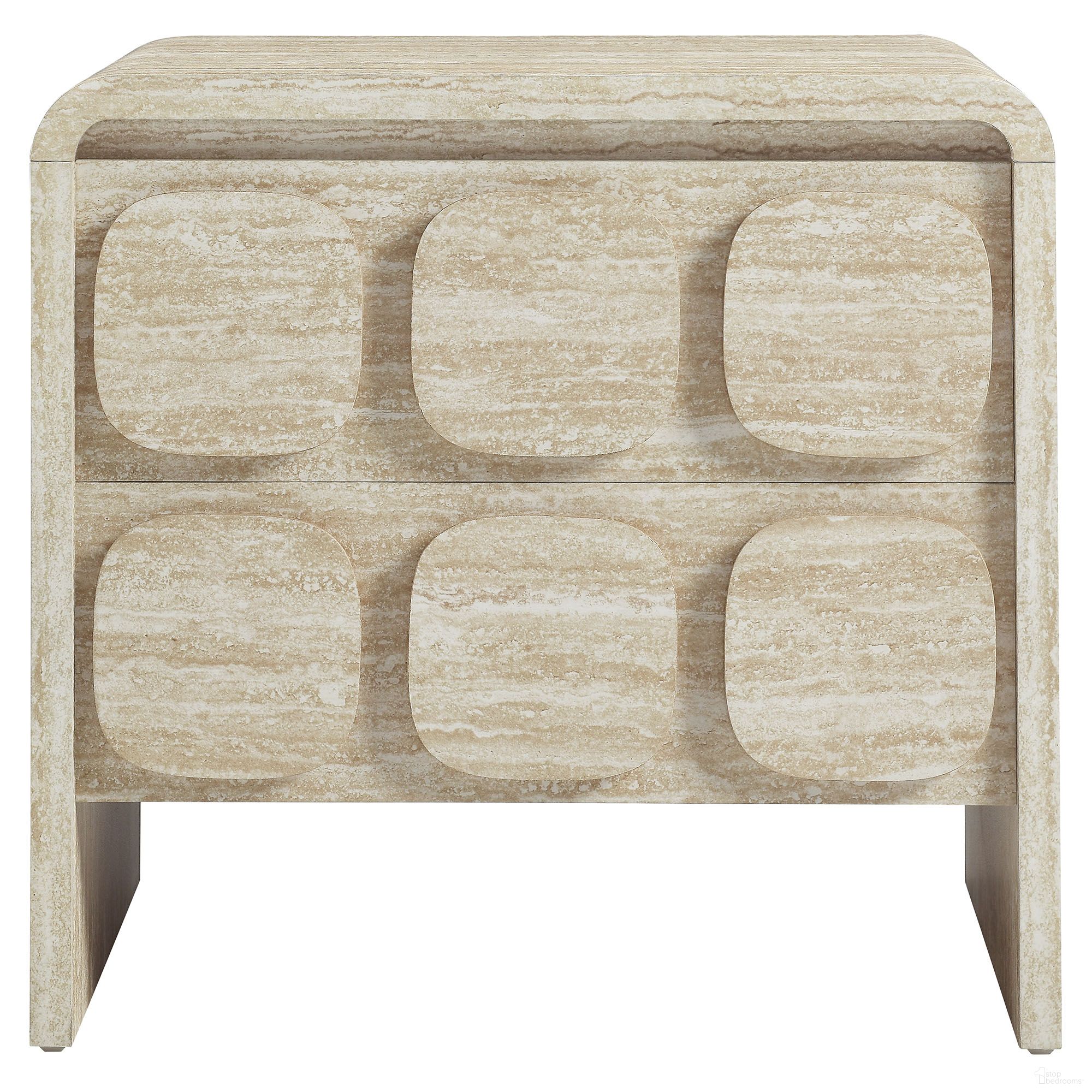 The appearance of Toscana 2-Drawer Nightstand In Travertine designed by Modway in the modern / contemporary interior design. This travertine piece of furniture was selected by 1StopBedrooms from Toscana Collection to add a touch of cosiness and style into your home. Sku: MOD-7161-TRA. Material: Laminate.