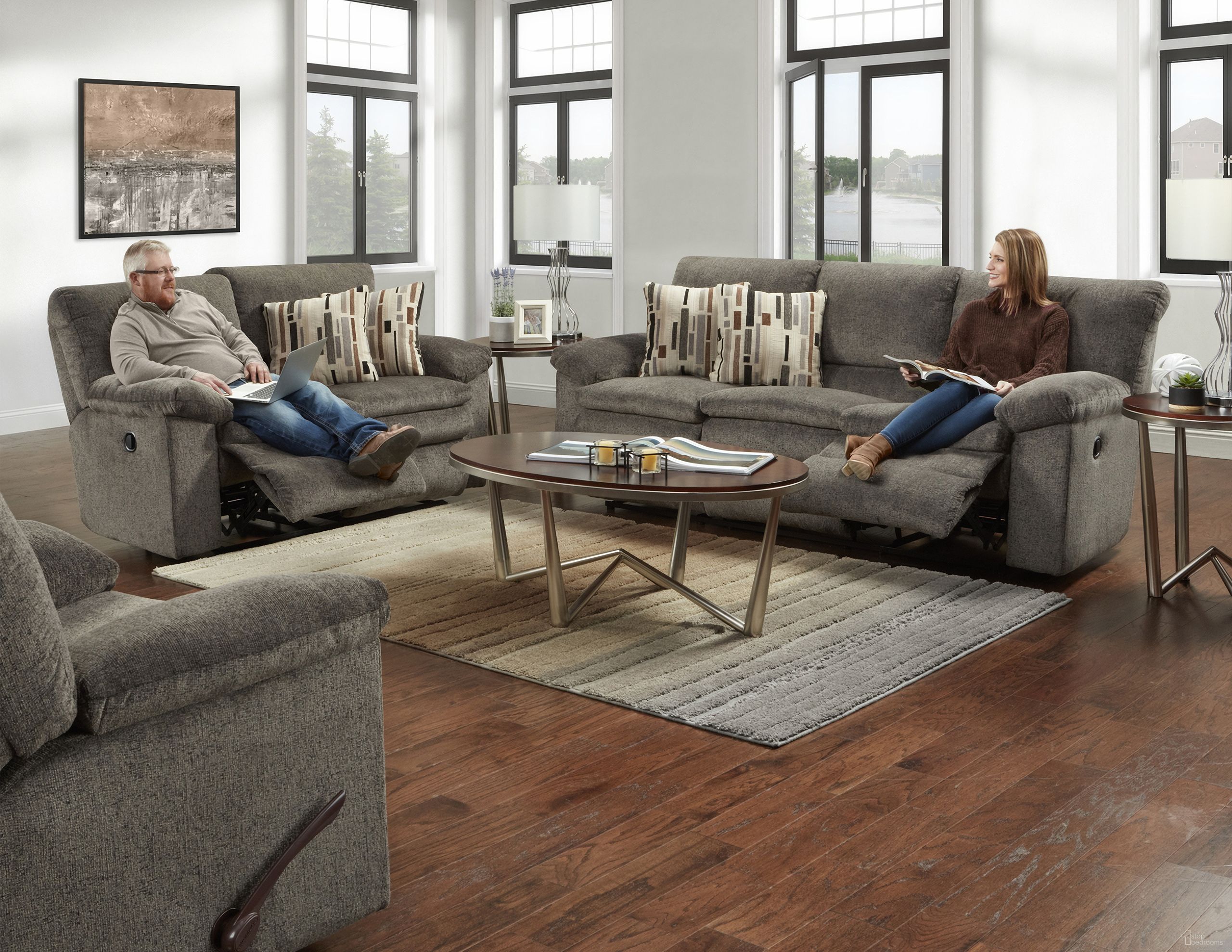 The appearance of Tosh Reclining Living Room Set In Pewter designed by Catnapper in the traditional interior design. This pewter piece of furniture was selected by 1StopBedrooms from Tosh Collection to add a touch of cosiness and style into your home. Sku: 1271140538250029;1272140538250029. Material: Polyester.