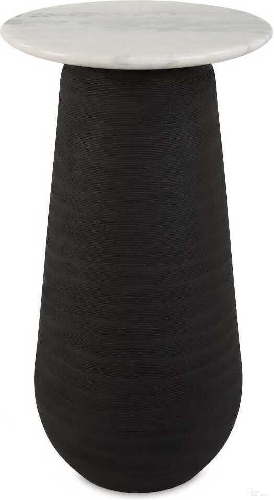 Total Eclipse Marble Accent Table In Black and White