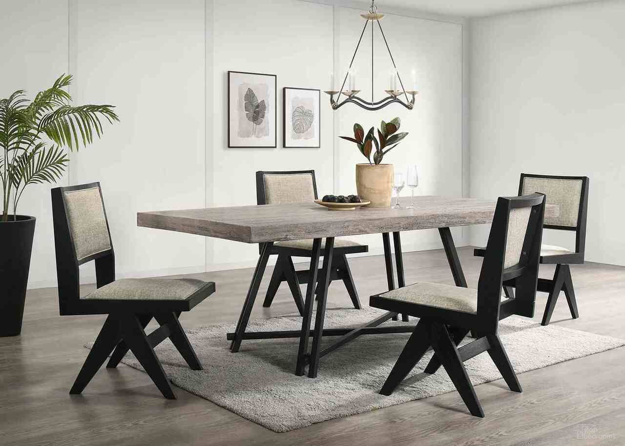 The appearance of Tottenham Rectangular Dining Room Set In Black designed by Furniture of America in the modern / contemporary interior design. This black piece of furniture was selected by 1StopBedrooms from Tottenham Collection to add a touch of cosiness and style into your home. Sku: FM3222BK-T;FM3222BK-SC-2PK. Table Top Shape: Rectangular. Material: Engineered Wood. Size: 39" x 84".