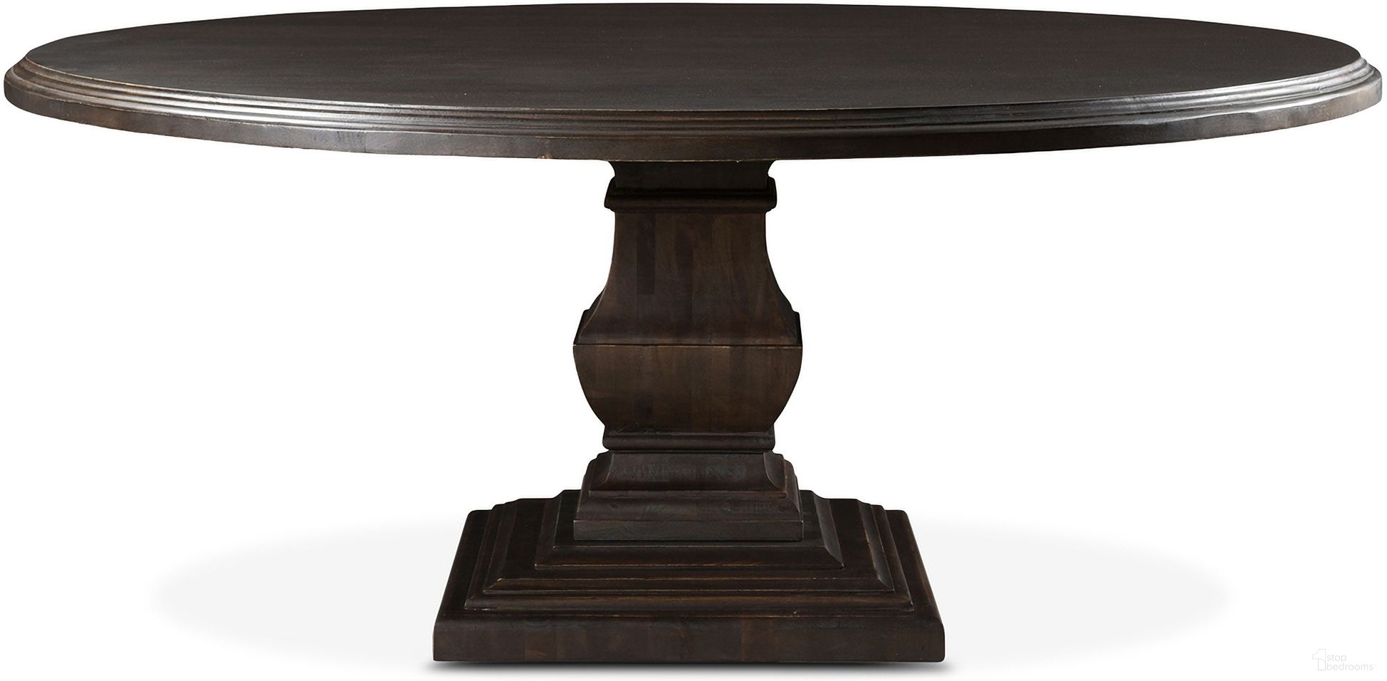 The appearance of Toulon 72 Inch Round Dining Table In Vintage Brown designed by Home Trends and Design in the modern / contemporary interior design. This vintage brown piece of furniture was selected by 1StopBedrooms from Toulon Collection to add a touch of cosiness and style into your home. Sku: ZWTLNRD72. Table Base Style: Pedestal. Table Top Shape: Round. Size: 72". Material: Mango Wood.