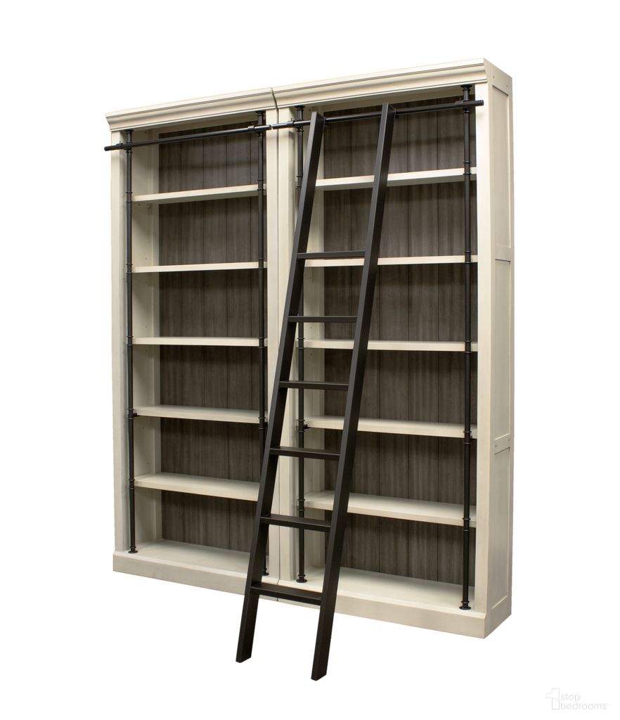 The appearance of Toulouse Fully Assembled Two 8' Tall Bookcase Wall With Ladder In Aged Chateau White designed by Martin Furniture in the modern / contemporary interior design. This aged chateau white piece of furniture  was selected by 1StopBedrooms from Toulouse Collection to add a touch of cosiness and style into your home. Sku: IMTE4094WKIT2PC. Material: Veneer.