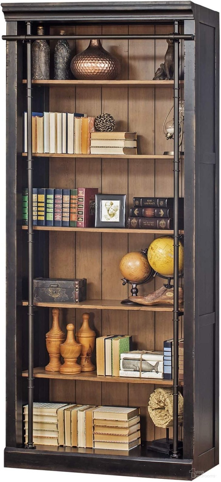 The appearance of Toulouse 8 Feet Tall Wood Bookcase In Aged Black designed by Martin Furniture in the modern / contemporary interior design. This aged black piece of furniture was selected by 1StopBedrooms from Toulouse Collection to add a touch of cosiness and style into your home. Sku: IMTE4094. Material: Solid Hardwood & Veneers.