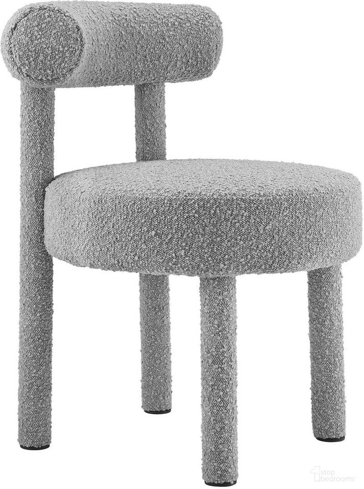 The appearance of Toulouse Boucle Fabric Dining Chair In Light Gray designed by Modway in the modern / contemporary interior design. This light gray piece of furniture  was selected by 1StopBedrooms from Toulouse Collection to add a touch of cosiness and style into your home. Sku: EEI-6387-LGR. Material: Plywood. Chair Type: Side Chair.
